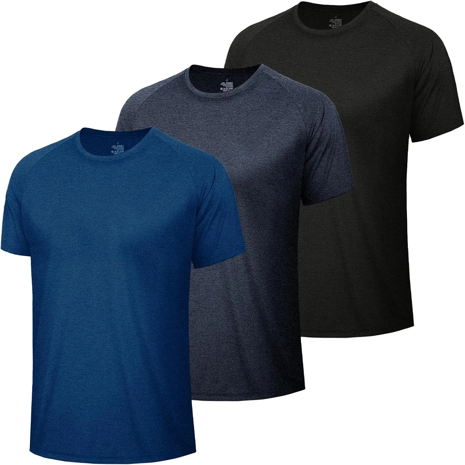 3 Pack Workout Mens Shirts - Quick Dry Causal Moisture Wicking Work Gym Athletic Short Sleeve for Basketball Running