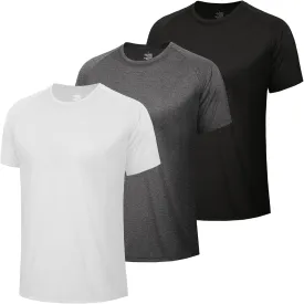 3 Pack Workout Mens Shirts - Quick Dry Causal Moisture Wicking Work Gym Athletic Short Sleeve for Basketball Running
