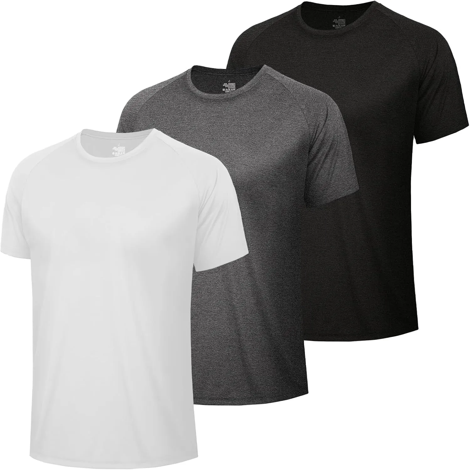 3 Pack Workout Mens Shirts - Quick Dry Causal Moisture Wicking Work Gym Athletic Short Sleeve for Basketball Running