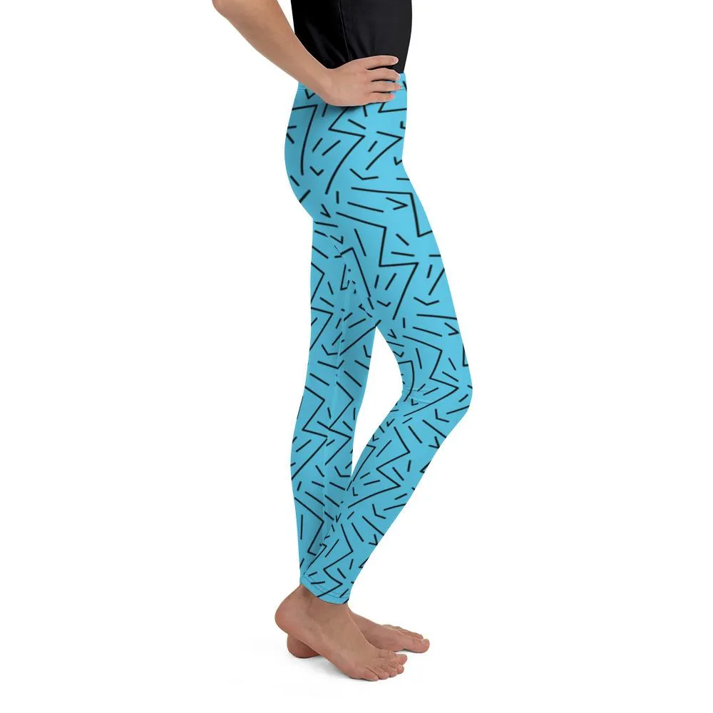 Aqua Black Line Youth Leggings