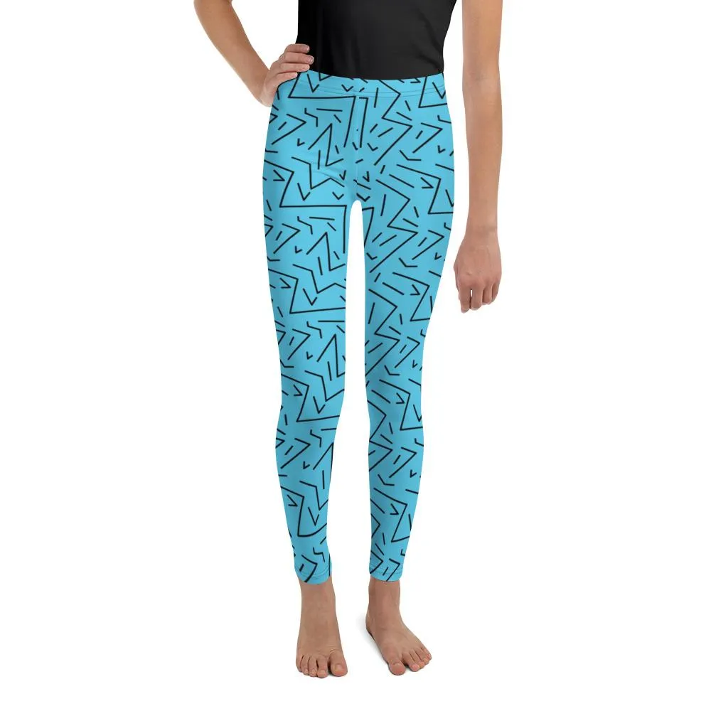 Aqua Black Line Youth Leggings