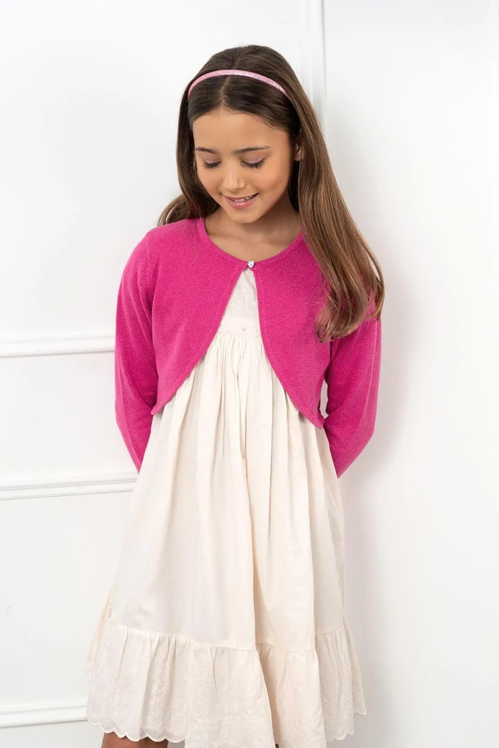 BOLEROSE Girls Long Sleeve Sparkle Cardigan Childrens Kids Bolero Shrug