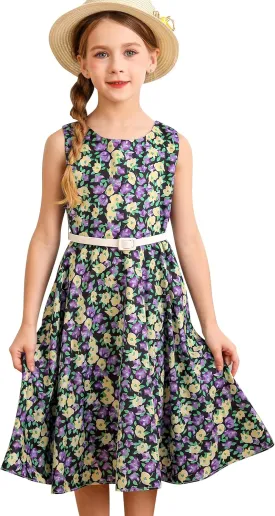 Bonny Billy Girls Classy Vintage Floral Swing Kids Party Dresses
