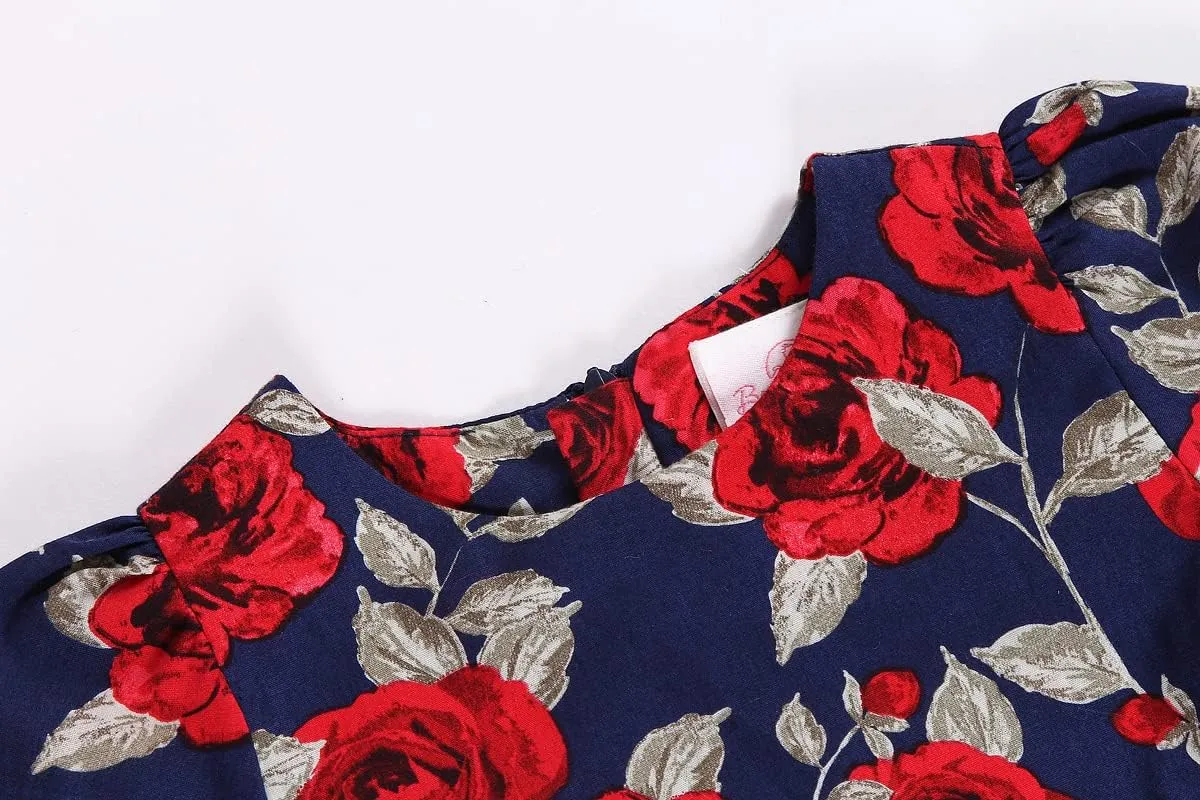 Bonny Billy Girls Classy Vintage Floral Swing Kids Party Dresses