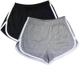 Cameway 2 Pack Women Cotton Running Athletic Shorts Gym Yoga Summer Active Dance Shorts Pants