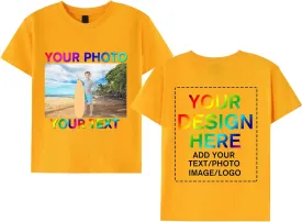 Custom Personalized Shirt for Kids Children Boys Girls - Personalized Kids Shirt with Text Photo Image - Front and Back Print