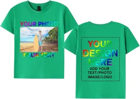 Custom Personalized Shirt for Kids Children Boys Girls - Personalized Kids Shirt with Text Photo Image - Front and Back Print