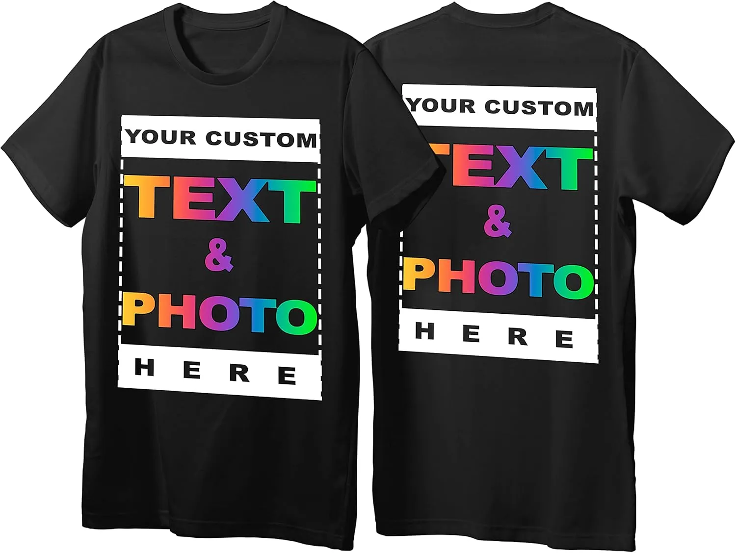 Custom T-Shirts - Personalized Unisex Crewneck Tee Shirt - Customize Your Image & Text & Photo - Men Women Adult Unisex Size