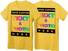Custom T-Shirts - Personalized Unisex Crewneck Tee Shirt - Customize Your Image & Text & Photo - Men Women Adult Unisex Size