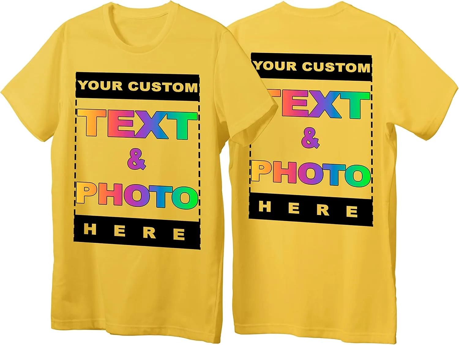 Custom T-Shirts - Personalized Unisex Crewneck Tee Shirt - Customize Your Image & Text & Photo - Men Women Adult Unisex Size