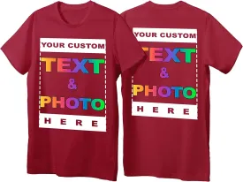 Custom T-Shirts - Personalized Unisex Crewneck Tee Shirt - Customize Your Image & Text & Photo - Men Women Adult Unisex Size