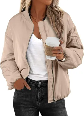 EVALESS Puffer Jackets for Women Zip Up Oversized Bomber Jackets Winter Outfits for Women Dressy Causal