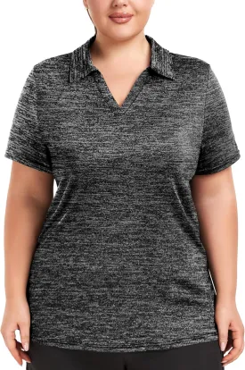 FOREYOND Plus Size Polo Shirts for Women Golf Shirts Moisture Wicking Short Sleeve Shirts Athletic Workout Tops 1XL-5XL