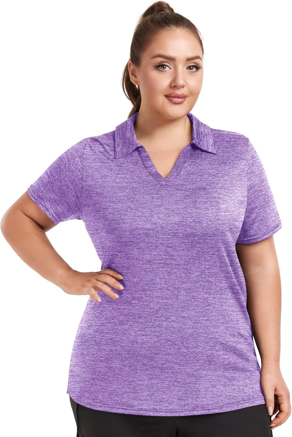 FOREYOND Plus Size Polo Shirts for Women Golf Shirts Moisture Wicking Short Sleeve Shirts Athletic Workout Tops 1XL-5XL