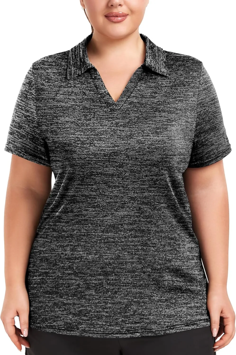 FOREYOND Plus Size Polo Shirts for Women Golf Shirts Moisture Wicking Short Sleeve Shirts Athletic Workout Tops 1XL-5XL
