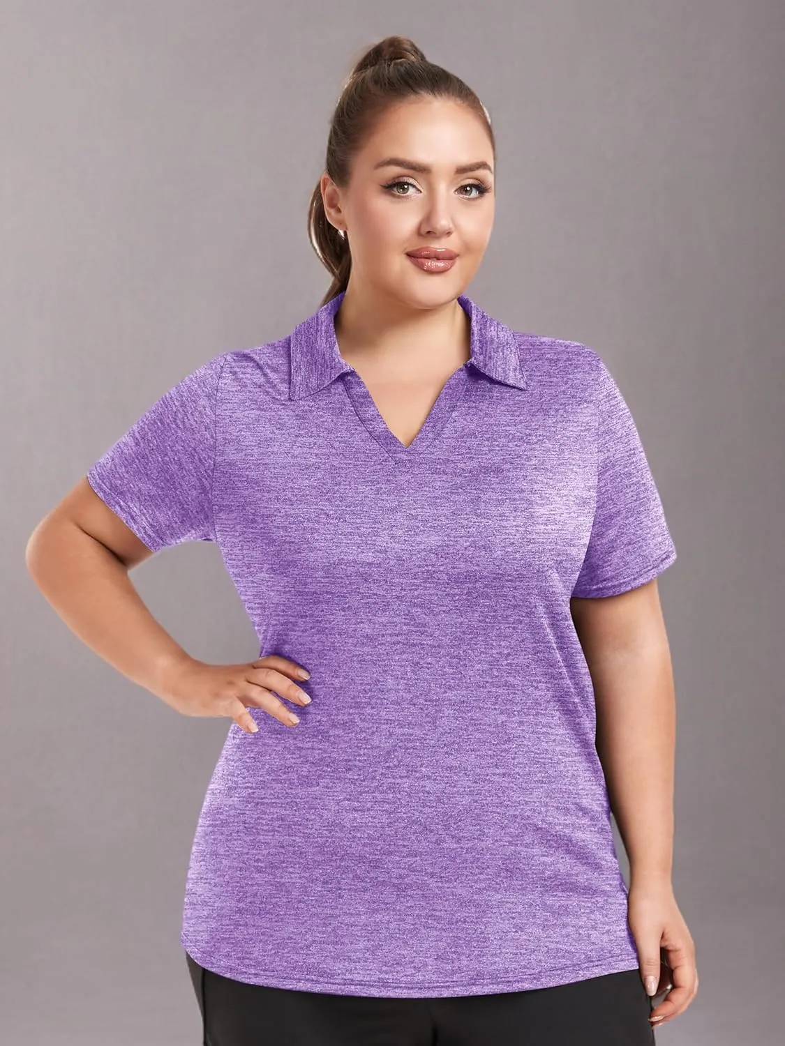FOREYOND Plus Size Polo Shirts for Women Golf Shirts Moisture Wicking Short Sleeve Shirts Athletic Workout Tops 1XL-5XL
