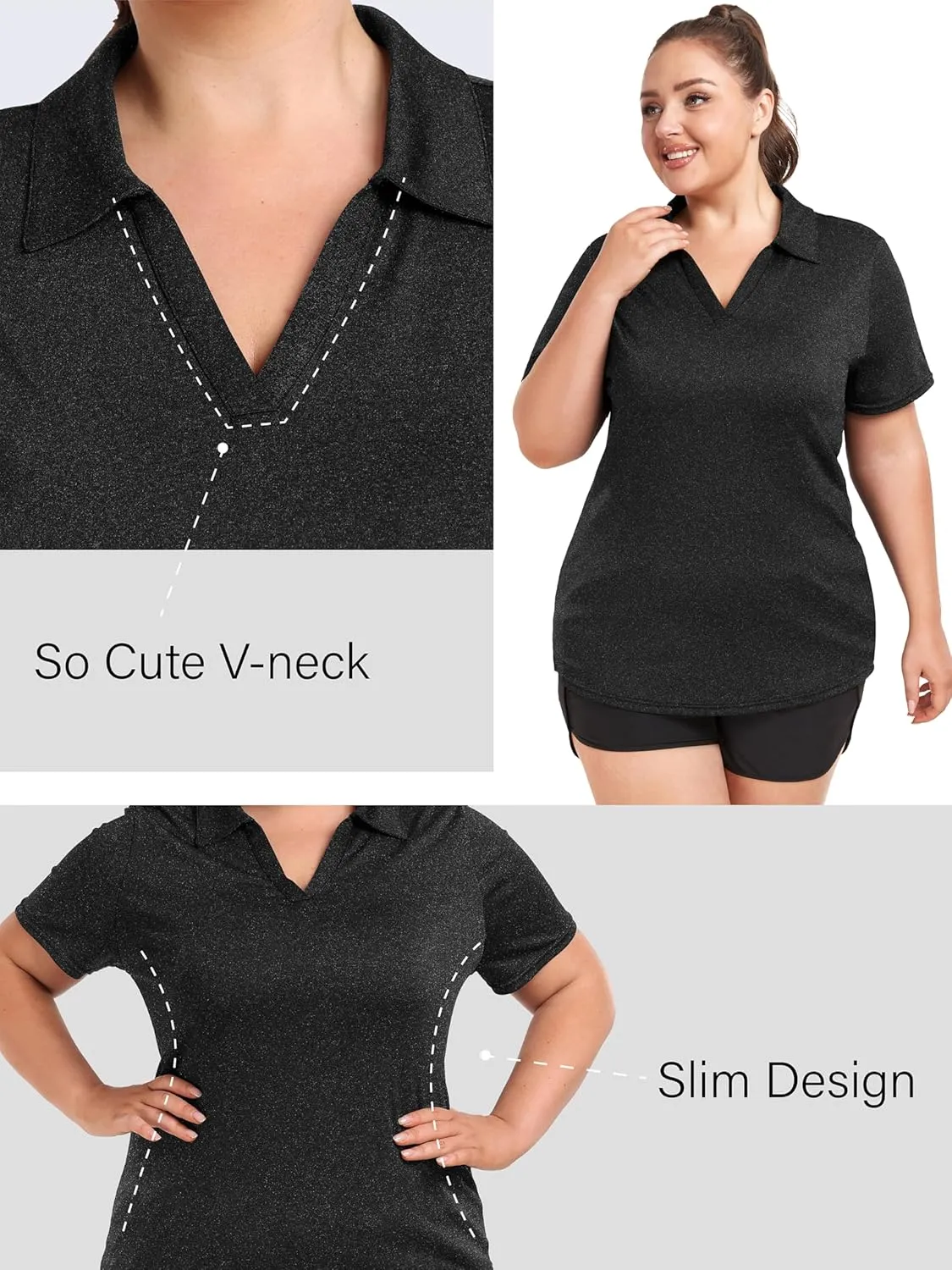 FOREYOND Plus Size Polo Shirts for Women Golf Shirts Moisture Wicking Short Sleeve Shirts Athletic Workout Tops 1XL-5XL