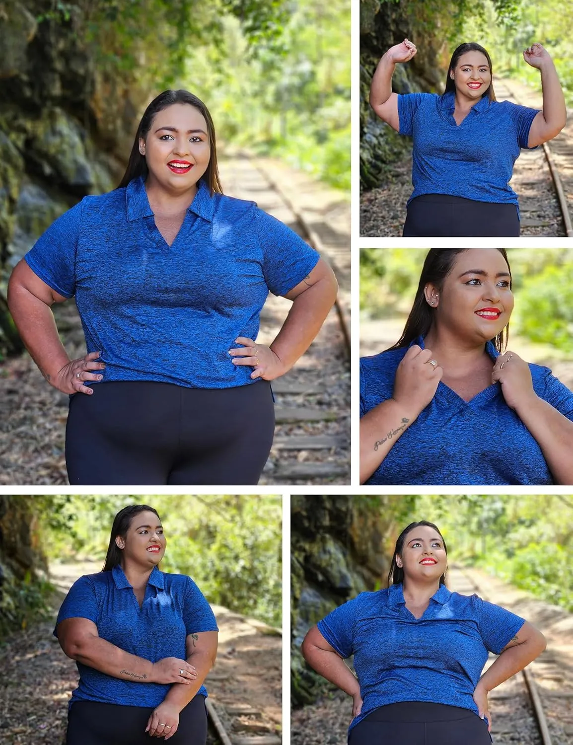 FOREYOND Plus Size Polo Shirts for Women Golf Shirts Moisture Wicking Short Sleeve Shirts Athletic Workout Tops 1XL-5XL