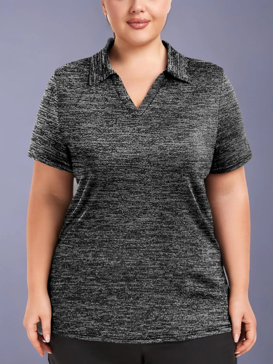 FOREYOND Plus Size Polo Shirts for Women Golf Shirts Moisture Wicking Short Sleeve Shirts Athletic Workout Tops 1XL-5XL