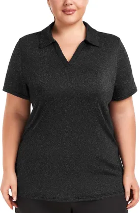 FOREYOND Plus Size Polo Shirts for Women Golf Shirts Moisture Wicking Short Sleeve Shirts Athletic Workout Tops 1XL-5XL