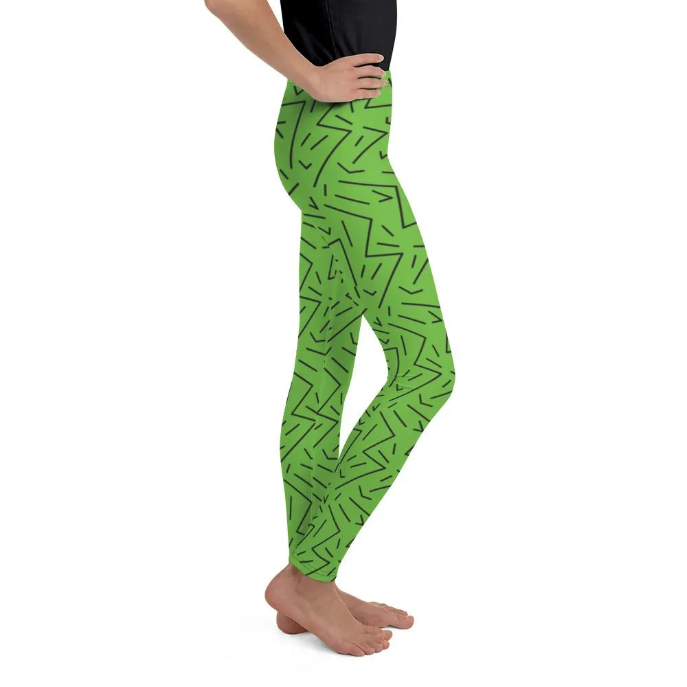 Green Black Line Youth Leggings