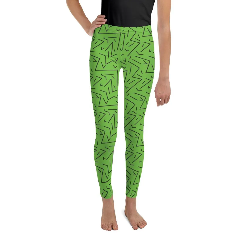 Green Black Line Youth Leggings