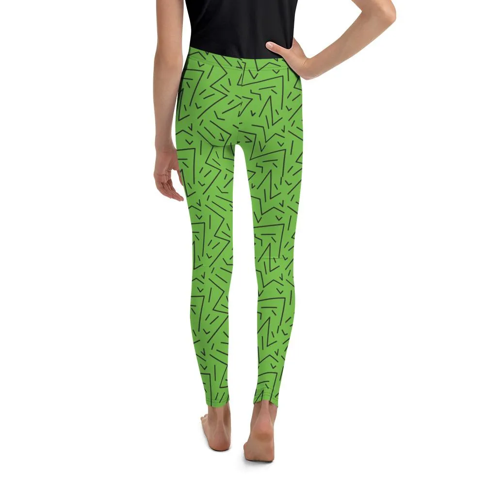Green Black Line Youth Leggings