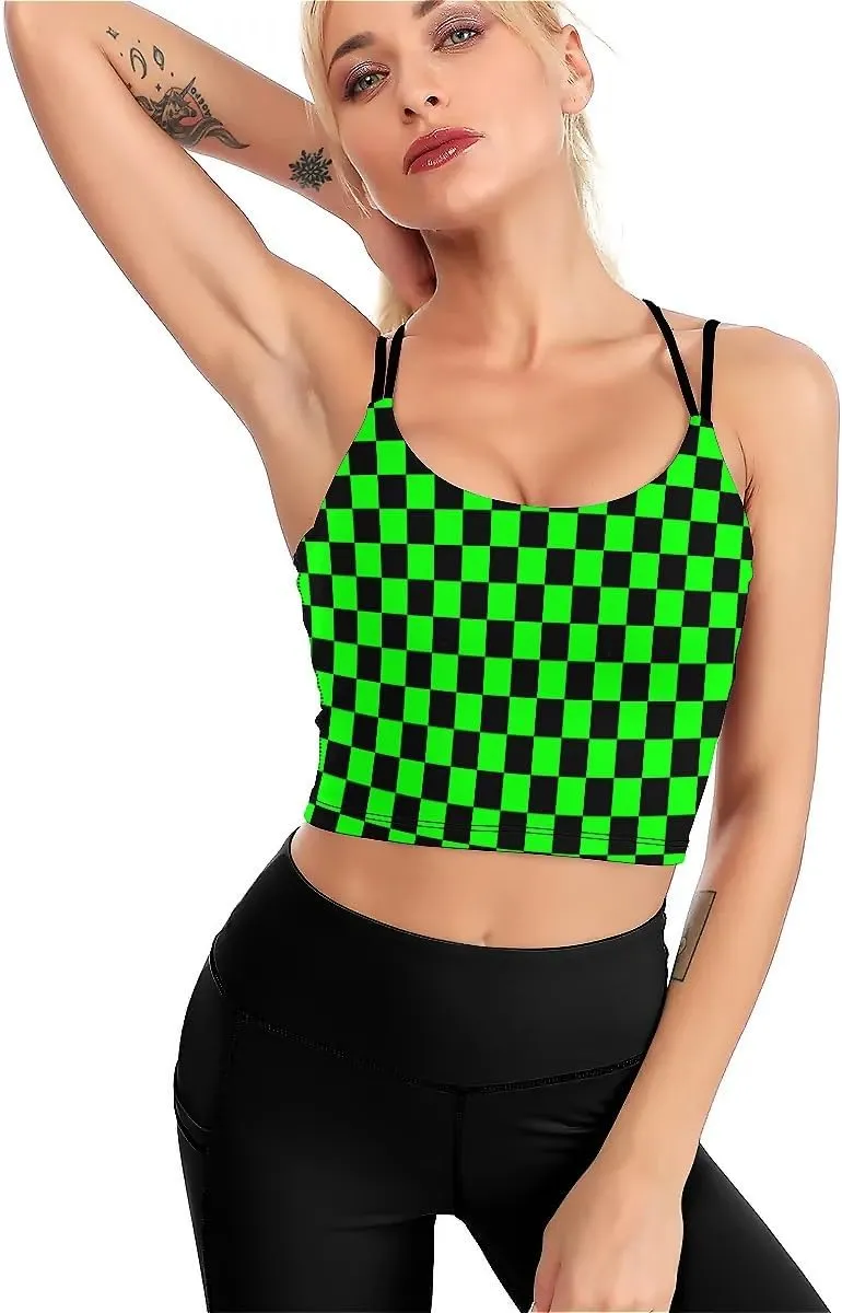 High Impact Sports Bras for Women Longline Padded Workout Running Crop Tops Support Yoga Tank Top