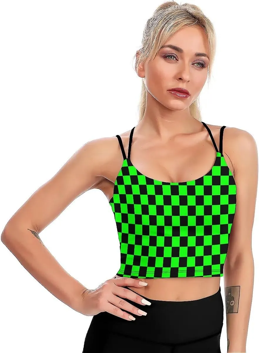 High Impact Sports Bras for Women Longline Padded Workout Running Crop Tops Support Yoga Tank Top