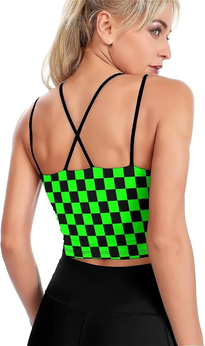 High Impact Sports Bras for Women Longline Padded Workout Running Crop Tops Support Yoga Tank Top