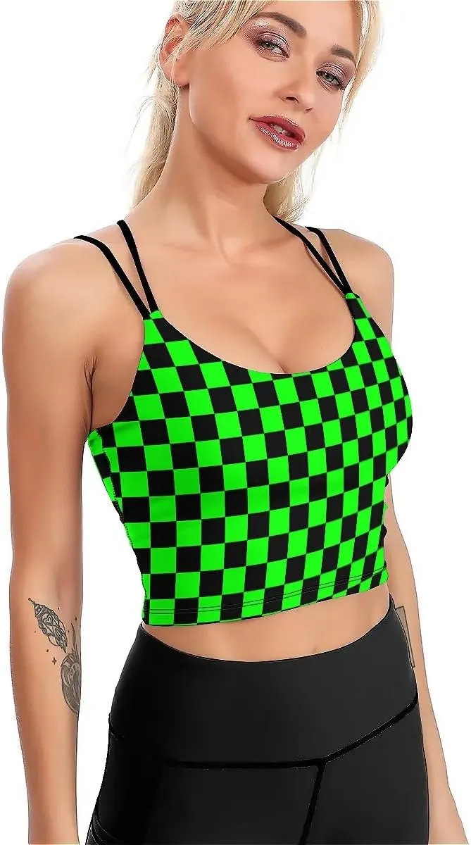 High Impact Sports Bras for Women Longline Padded Workout Running Crop Tops Support Yoga Tank Top