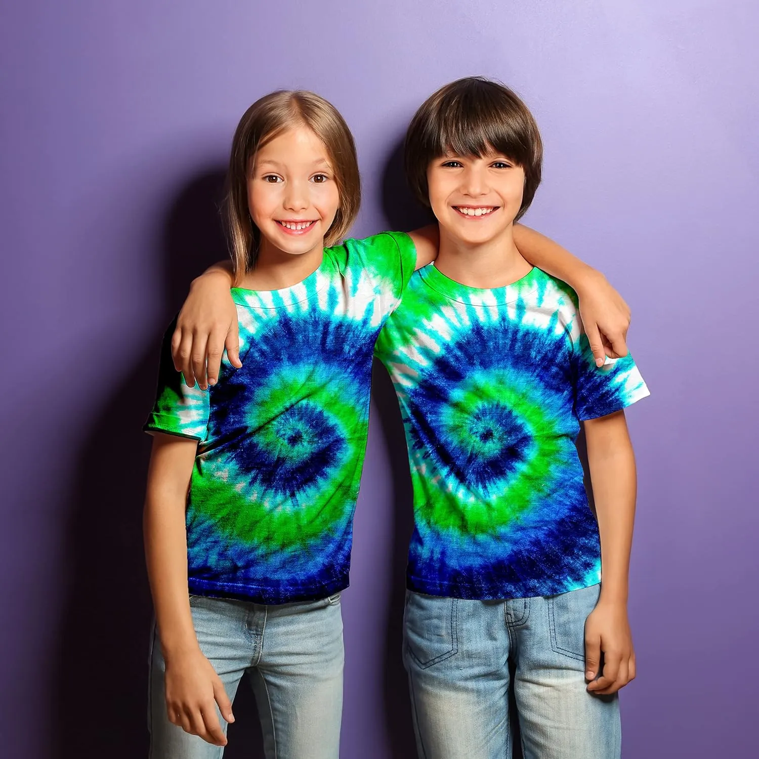 Kids Tie Dye Shirt 6-18 Years Children Hippies Senior Tie-Dye Tee Tshirt for Boys' Girls'