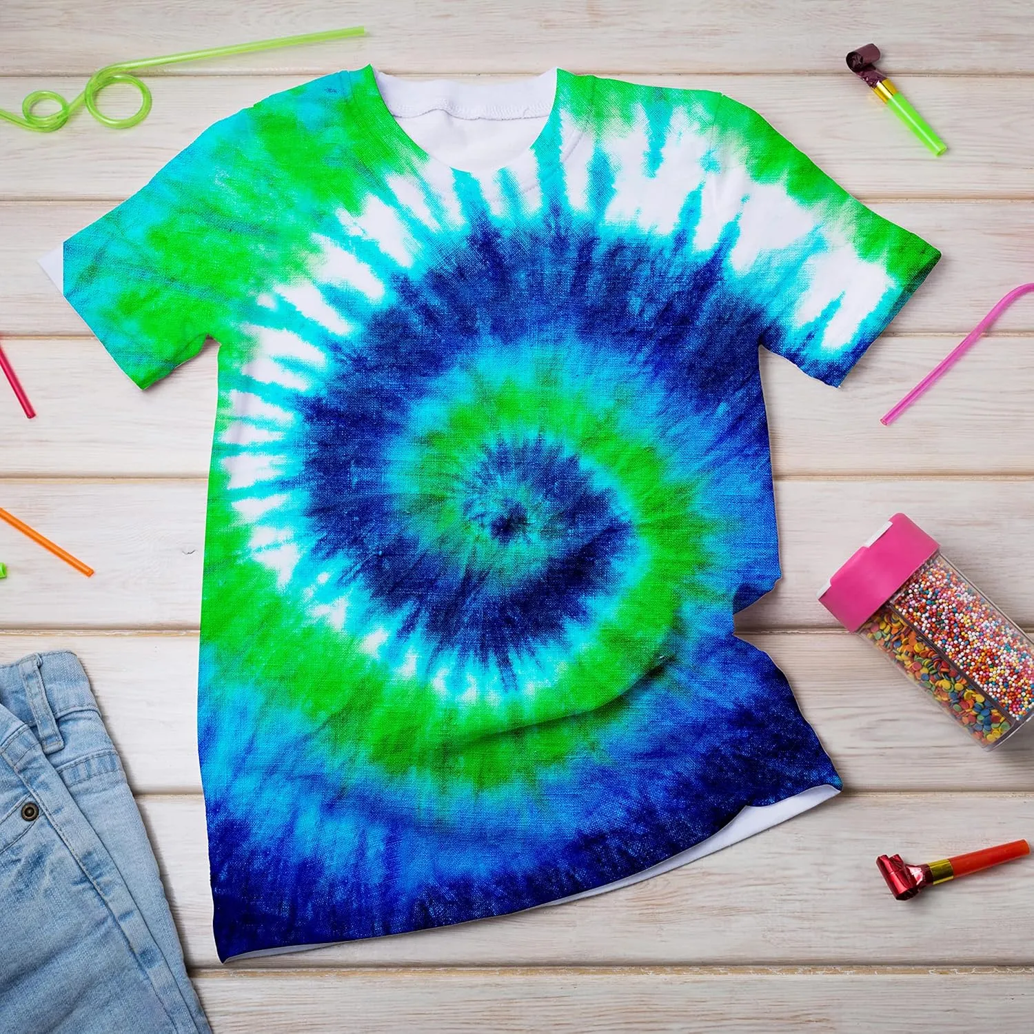 Kids Tie Dye Shirt 6-18 Years Children Hippies Senior Tie-Dye Tee Tshirt for Boys' Girls'