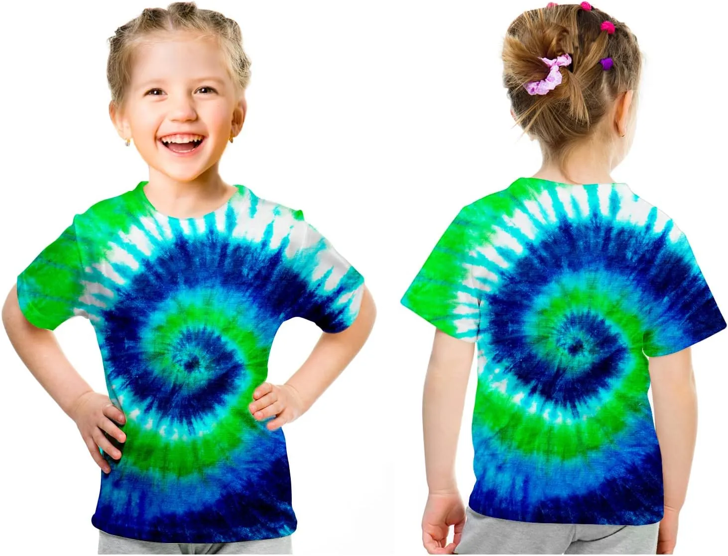 Kids Tie Dye Shirt 6-18 Years Children Hippies Senior Tie-Dye Tee Tshirt for Boys' Girls'