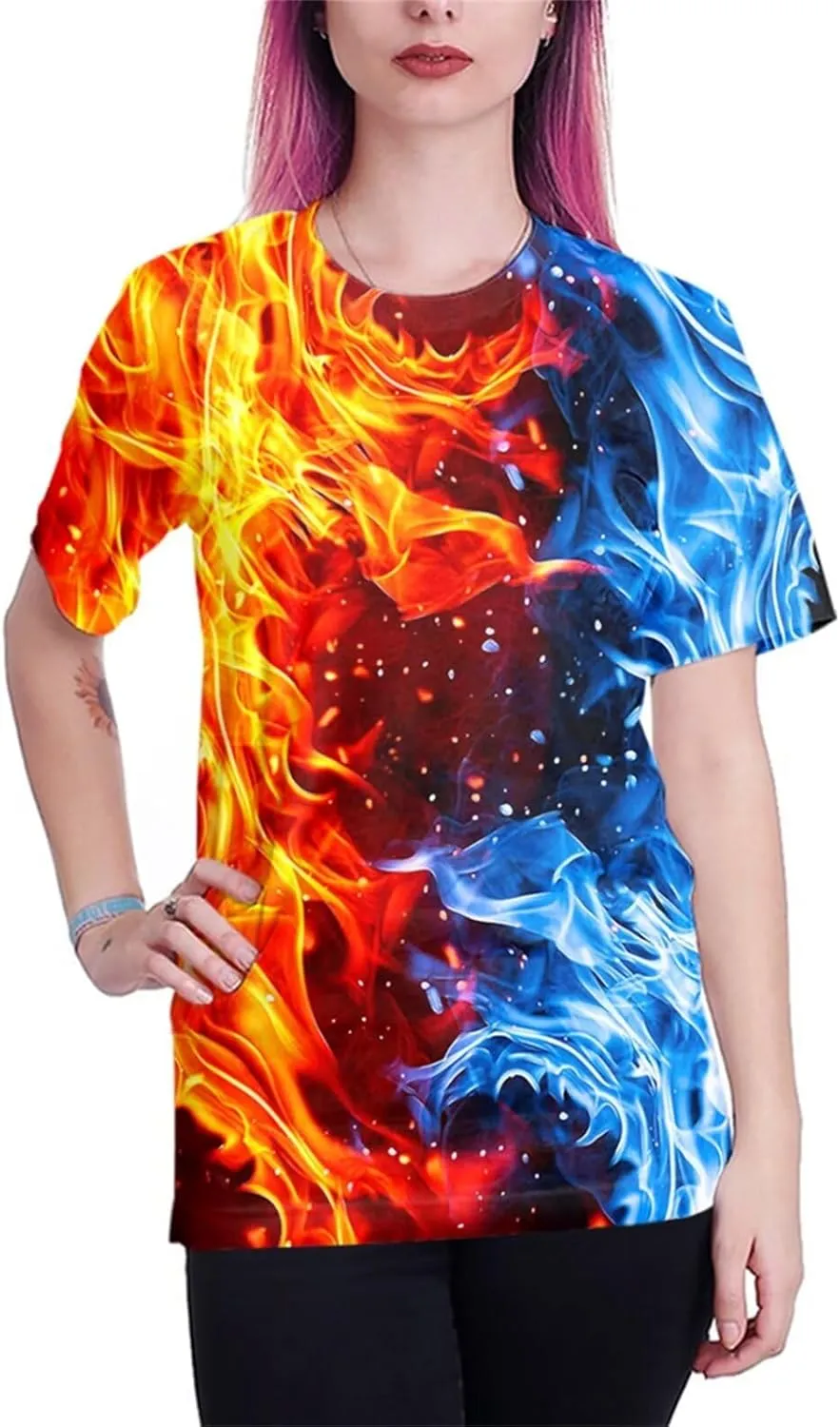 Linnhoy Unisex Men's and Women's Shirts Unisex Fashion Casual Novelty Tees 3D Graphic Adults T-Shirts Teens Tops Size S-XXL