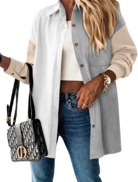 Magritta Womens Shirts Collared Long Sleeve V Neck Button Down Oversized Blouses Tops with Pockets