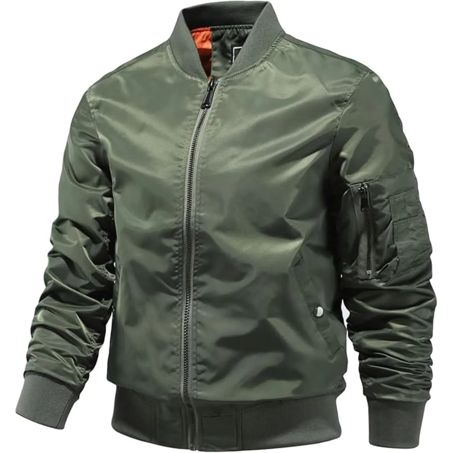 Maiyifu-GJ Men's Lightweight Flight Jacket Zipper Military Windbreaker Sportswear Spring Fall Softshell Bomber Coat Outwear (Army GreenA1,3X-Large)