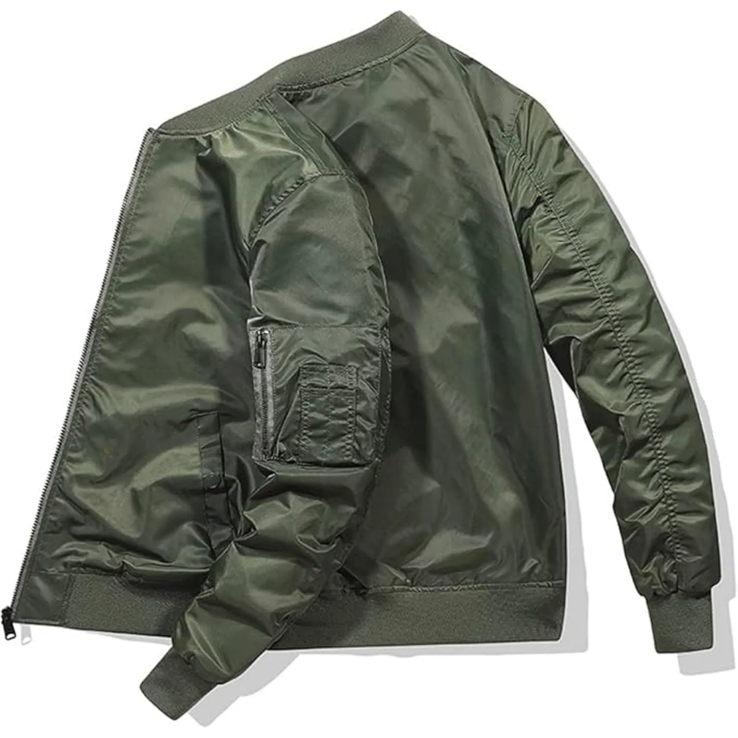 Maiyifu-GJ Men's Lightweight Flight Jacket Zipper Military Windbreaker Sportswear Spring Fall Softshell Bomber Coat Outwear (Army GreenA1,3X-Large)