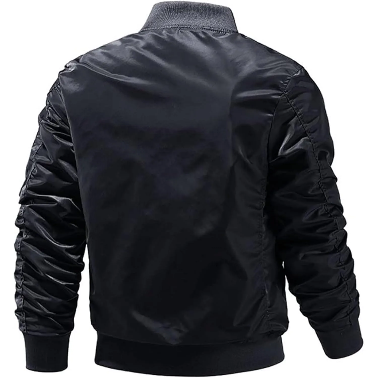 Maiyifu-GJ Men's Lightweight Flight Jacket Zipper Military Windbreaker Sportswear Spring Fall Softshell Bomber Coat Outwear (BlackA1,3X-Large)