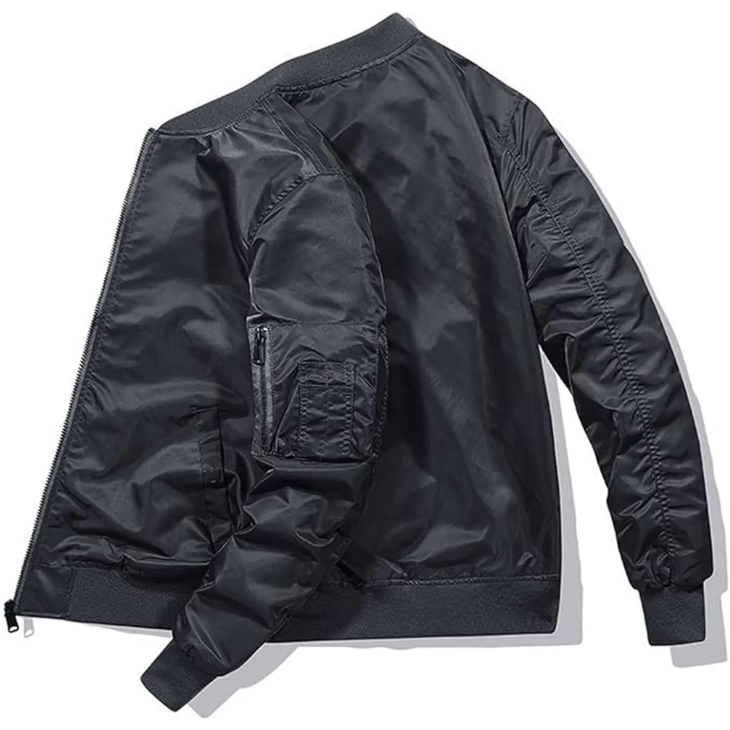 Maiyifu-GJ Men's Lightweight Flight Jacket Zipper Military Windbreaker Sportswear Spring Fall Softshell Bomber Coat Outwear (BlackA1,3X-Large)