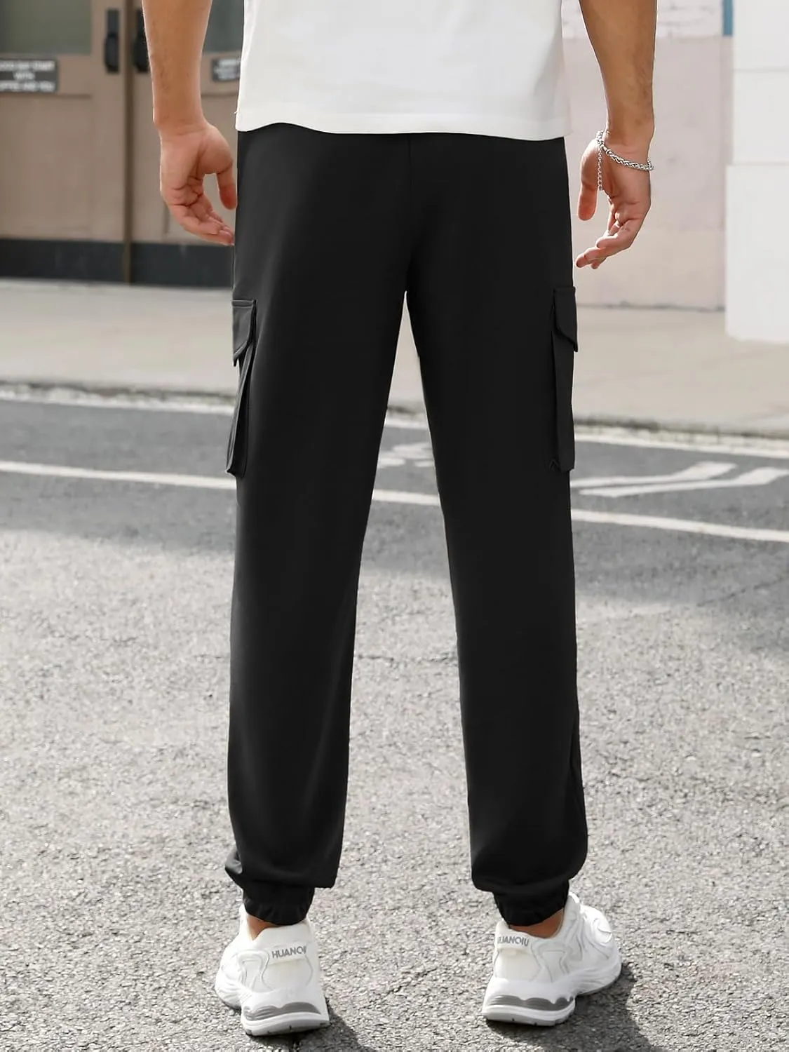 Men's Casual Cargo Joggers Pants Stretch Elastic Waist Drawstring Tapered Sweatpants Athletic Pants with Pockets