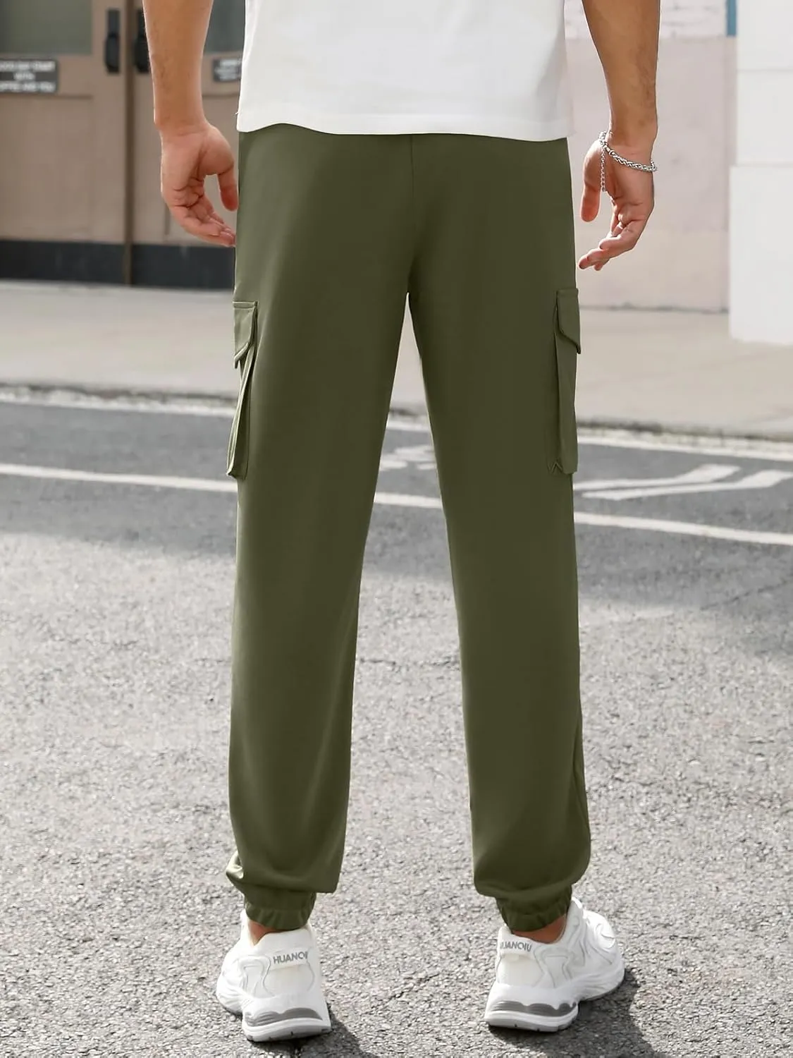 Men's Casual Cargo Joggers Pants Stretch Elastic Waist Drawstring Tapered Sweatpants Athletic Pants with Pockets