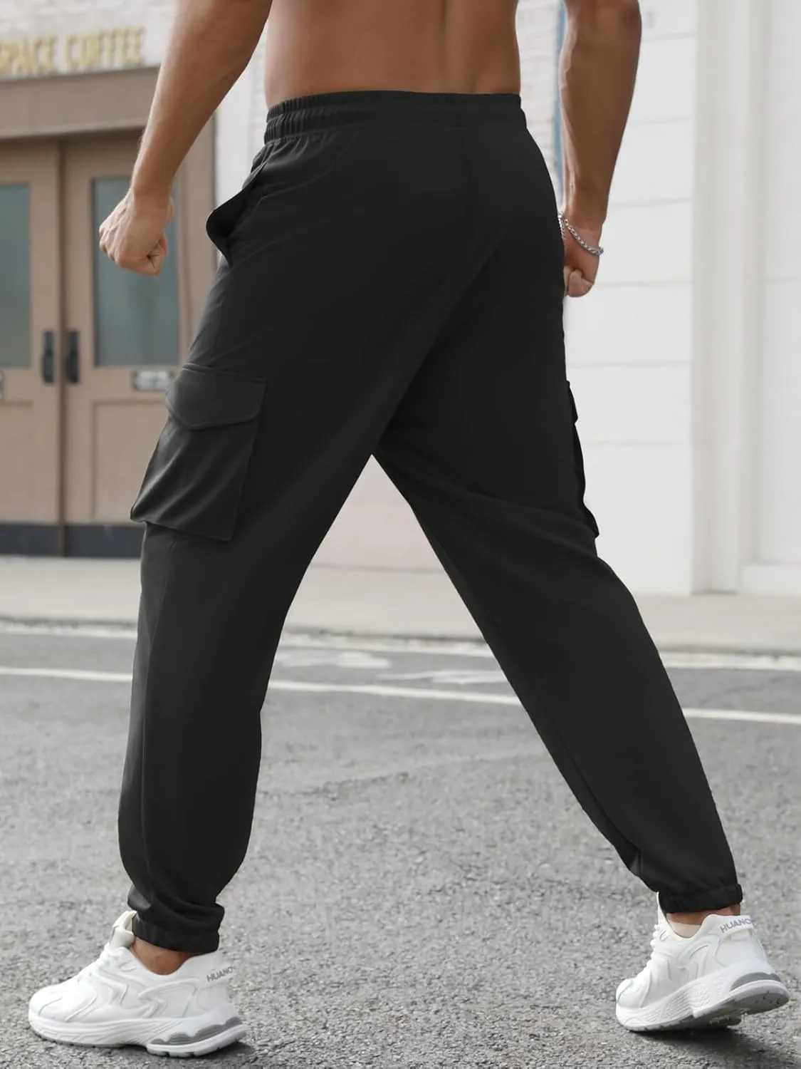 Men's Casual Cargo Joggers Pants Stretch Elastic Waist Drawstring Tapered Sweatpants Athletic Pants with Pockets