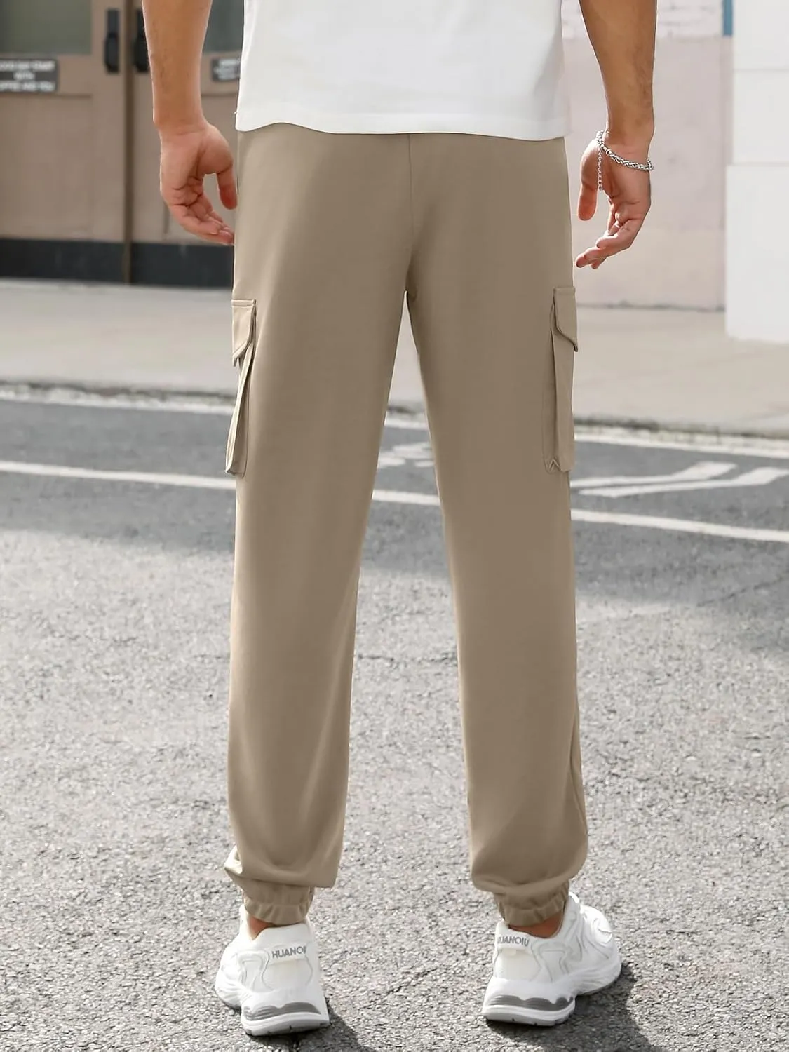 Men's Casual Cargo Joggers Pants Stretch Elastic Waist Drawstring Tapered Sweatpants Athletic Pants with Pockets