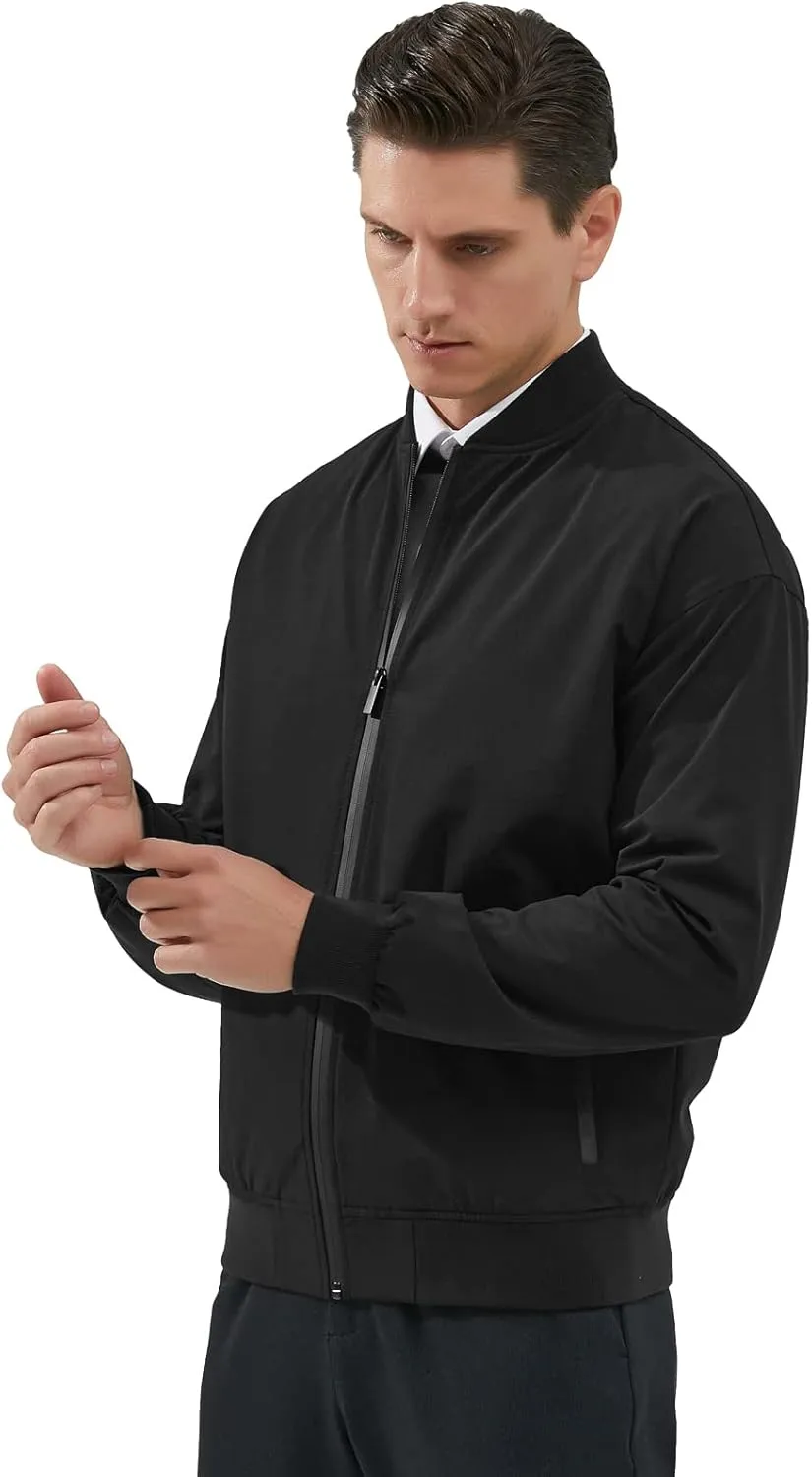 Men's Lightweight Flight Bomber Jackets Casual Varsity Windbreaker Track Jacket Outdoor Soft-Shell Golf Coat