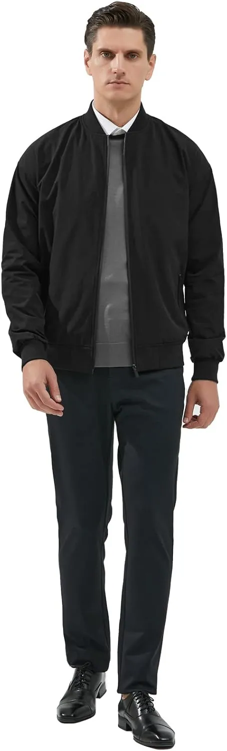 Men's Lightweight Flight Bomber Jackets Casual Varsity Windbreaker Track Jacket Outdoor Soft-Shell Golf Coat