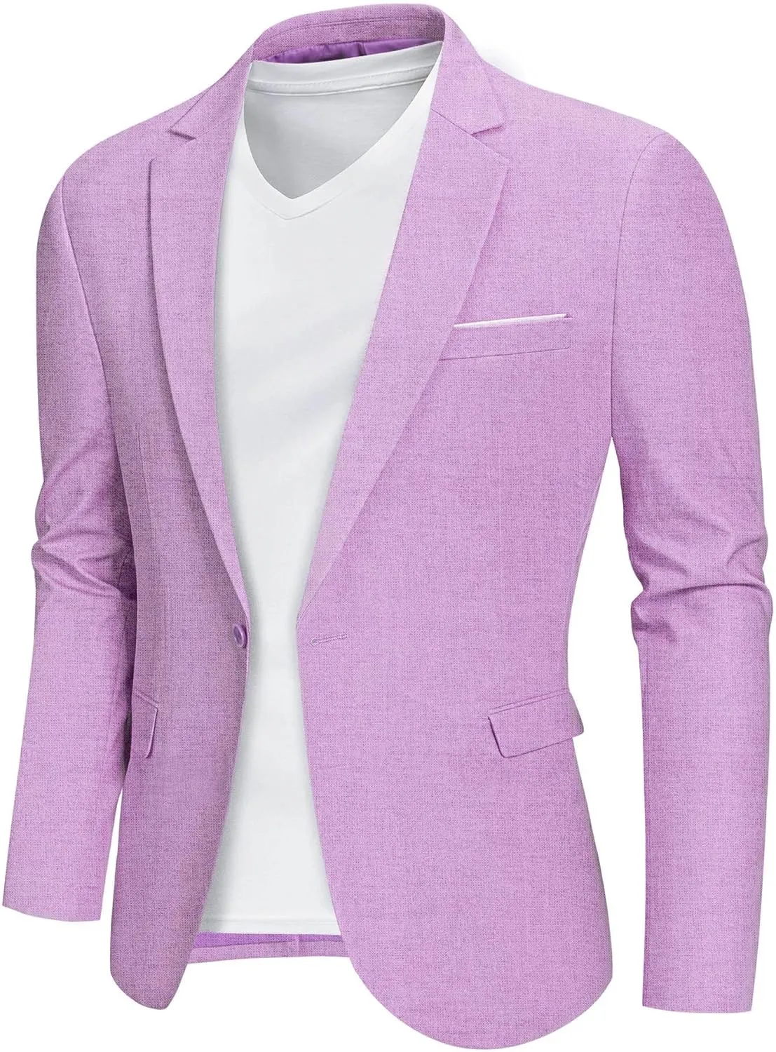 MY'S Men's Slim Fit One Button Linen Suit Blazer, Casual Sports Jacket, Lightweight Business Daily Coat.