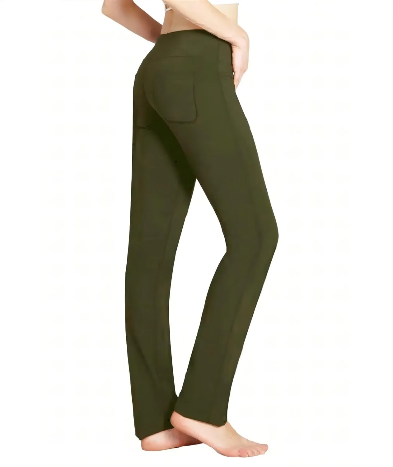 Safort Women's Yoga Pants Straight Leg Yoga Dress Pants 28"/30"/32"/34" Long Tall Inseam Stretch Slacks Pocket for Workout