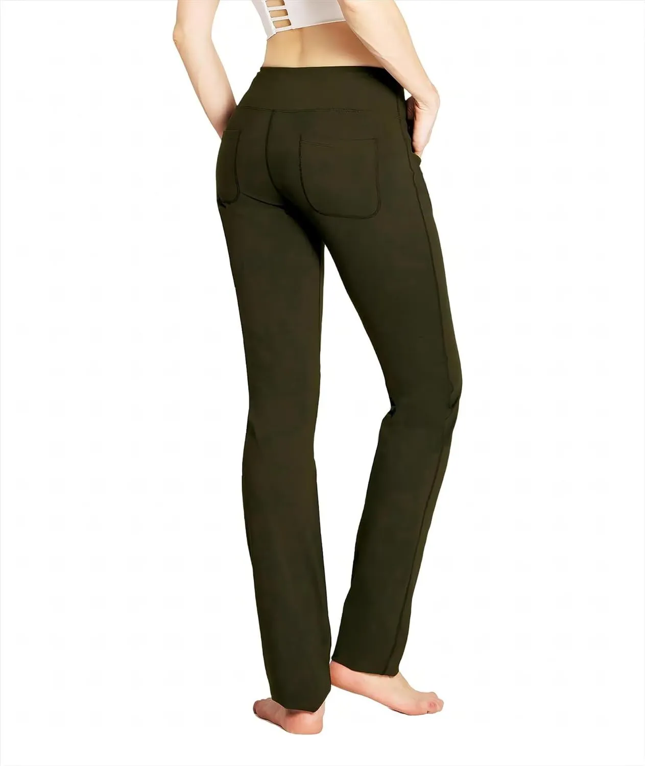 Safort Women's Yoga Pants Straight Leg Yoga Dress Pants 28"/30"/32"/34" Long Tall Inseam Stretch Slacks Pocket for Workout