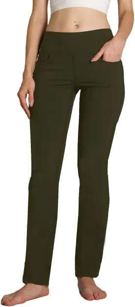 Safort Women's Yoga Pants Straight Leg Yoga Dress Pants 28"/30"/32"/34" Long Tall Inseam Stretch Slacks Pocket for Workout